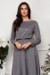 Grey knee-length flared jersey dress with elastic waistband and belt accessory 6 - StarShinerS.com
