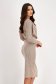 Beige Jersey Pencil Dress with Waist Elastic Accessorized with Cord - StarShinerS 2 - StarShinerS.com
