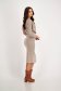 Beige Jersey Pencil Dress with Waist Elastic Accessorized with Cord - StarShinerS 4 - StarShinerS.com
