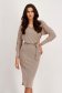 Beige Jersey Pencil Dress with Waist Elastic Accessorized with Cord - StarShinerS 1 - StarShinerS.com