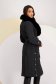 Palton din fas cu insertii de stofa negru cu un croi drept si guler detasabil din blana ecologica - SunShine 2 - StarShinerS.ro