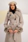 Beige cloth coat with a straight cut and detachable faux fur inserts at the collar and cuffs - SunShine 6 - StarShinerS.com