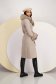 Beige cloth coat with a straight cut and detachable faux fur inserts at the collar and cuffs - SunShine 4 - StarShinerS.com