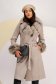 Beige cloth coat with a straight cut and detachable faux fur inserts at the collar and cuffs - SunShine 1 - StarShinerS.com