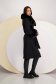Black cloth coat with a straight cut and detachable faux fur inserts at the collar and cuffs - SunShine 4 - StarShinerS.com