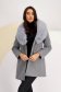 Grey fabric coat with a straight cut and detachable faux fur collar - SunShine 6 - StarShinerS.com
