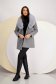 Grey fabric coat with a straight cut and detachable faux fur collar - SunShine 3 - StarShinerS.com