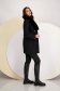 Palton din stofa negru cu un croi drept si guler detasabil din blana ecologica - SunShine 4 - StarShinerS.ro