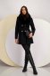 Black cloth coat with a straight cut and detachable collar made of faux fur - SunShine 5 - StarShinerS.com