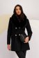 Black cloth coat with a straight cut and detachable collar made of faux fur - SunShine 1 - StarShinerS.com