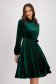 Velvet dress with green glitter applications knee-length flared with elastic waistband - StarShinerS 1 - StarShinerS.com