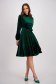 Velvet dress with green glitter applications knee-length flared with elastic waistband - StarShinerS 3 - StarShinerS.com