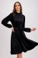 Velvet knee-length dress with black glitter applications in a flared cut with elastic waist - StarShinerS 1 - StarShinerS.com