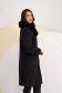 Palton din stofa negru cu un croi drept si guler din blana ecologica detasabila - Lady Pandora 2 - StarShinerS.ro