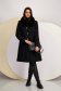 Black cloth coat with a straight cut and detachable faux fur collar - Lady Pandora 5 - StarShinerS.com