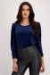 Navy Velvet Women's Blouse with Straight Cut and Puffed Shoulders - StarShinerS 6 - StarShinerS.com