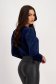 Navy Velvet Women's Blouse with Straight Cut and Puffed Shoulders - StarShinerS 2 - StarShinerS.com