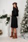 Black Knitted Skater Dress with Waist Elastic and Belt Accessory - StarShinerS 5 - StarShinerS.com