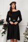Black Knitted Skater Dress with Waist Elastic and Belt Accessory - StarShinerS 1 - StarShinerS.com