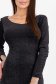 Rochie din catifea cu sclipici neagra pana la genunchi tip creion cu volanas la baza - StarShinerS 4 - StarShinerS.ro
