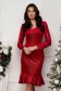 - StarShinerS red dress velvet with glitter details knee-length pencil with ruffles at the buttom of the dress 1 - StarShinerS.com