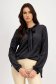 Velvet Women's Blouse with Glitter Applications Black Asymmetrical with Loose Fit and Scarf-Type Collar - StarShinerS 1 - StarShinerS.com