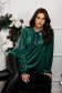 Velvet Women's Blouse with Green Glitter Applications Asymmetric with Loose Cut and Scarf-Type Collar - StarShinerS 6 - StarShinerS.com