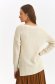 Beige sweater knitted loose fit with v-neckline with sequin embellished details 3 - StarShinerS.com