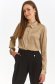 Nude women`s shirt from satin loose fit with decorative buttons 1 - StarShinerS.com