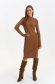 Brown dress knitted midi pencil high collar 2 - StarShinerS.com