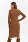 Brown dress knitted midi pencil high collar 3 - StarShinerS.com
