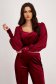 Velvet Burgundy Women's Blouse with Puffed Sleeves in Voile and Square Neckline - StarShinerS 3 - StarShinerS.com
