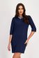 Navy blue crepe dress with a straight cut and shirt-style collar - SunShine 1 - StarShinerS.com