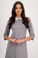 Grey Knit Short Dress with A-Line Cut and Shirt Collar - SunShine 6 - StarShinerS.com