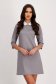 Grey Knit Short Dress with A-Line Cut and Shirt Collar - SunShine 1 - StarShinerS.com