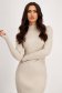 Knitted Cream Midi Pencil Dress with High Collar 6 - StarShinerS.com