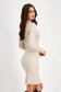 Knitted Cream Midi Pencil Dress with High Collar 2 - StarShinerS.com
