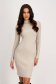 Knitted Cream Midi Pencil Dress with High Collar 1 - StarShinerS.com