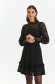Black dress laced short cut cloche with elastic waist with puffed sleeves 2 - StarShinerS.com