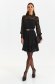 Black dress laced short cut cloche with elastic waist with puffed sleeves 4 - StarShinerS.com