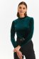 Darkgreen sweater velvet tented high collar 1 - StarShinerS.com