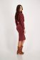 Brick-colored knitted pencil dress with elastic waist and crossover neckline - StarShinerS 4 - StarShinerS.com