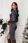 Knitted Midi Pencil Dress with Front Slit and V-Neck - StarShinerS 2 - StarShinerS.com
