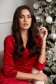 Rochie din catifea rosie tip creion cu decolteu petrecut - StarShinerS 7 - StarShinerS.ro