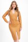 Rochie din crep nude tip creion cu slit frontal si decolteu in v - StarShinerS 1 - StarShinerS.ro