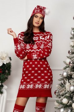 Festive 3-Piece Set Made from Red Knit - SunShine