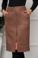 Suede-Like Faux Leather Nude Pencil Skirt with Side Pockets and Front Zipper - SunShine 6 - StarShinerS.com