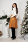 Brown Faux Leather Flared Skirt with Decorative Buttons - SunShine 2 - StarShinerS.com
