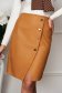 Brown Faux Leather Pencil Skirt Accessorized with Decorative Buttons - SunShine 6 - StarShinerS.com