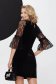 Velvet Black Dress with a Straight Cut and Ruffle Sleeve - Fofy 2 - StarShinerS.com